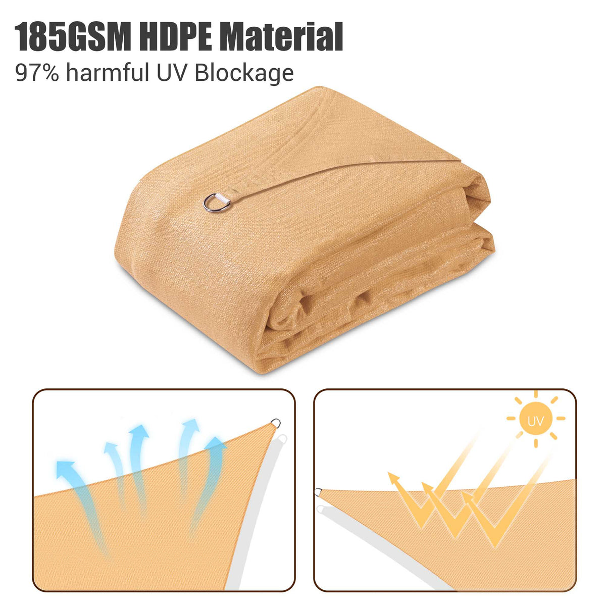 10x10Ft 97% UV Block Square Shade Sail Mellow Yellow L8796