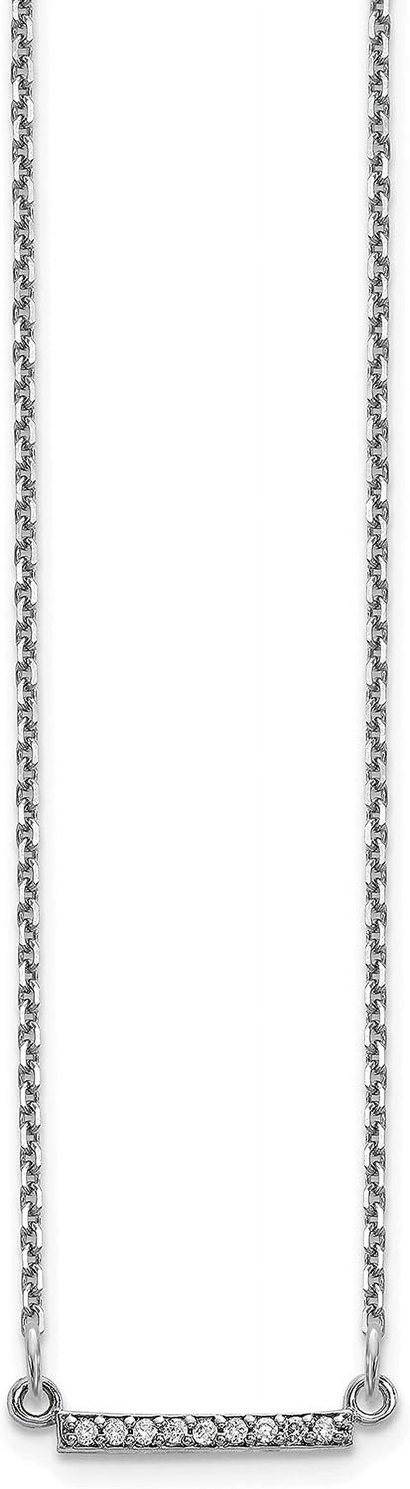 14k White Gold Diamond Bar Necklace 18" Natural Diamonds Chain C103