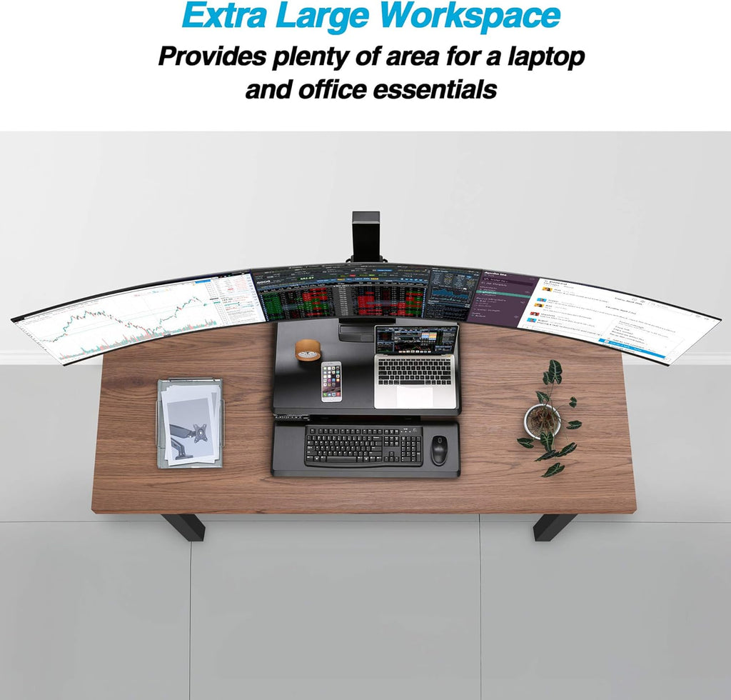 Triple 32" Monitor Electric Standing Desk Extra Large 28"x 16" Tabletop Motorized Height Adjustable Sit to Stand Table I34566