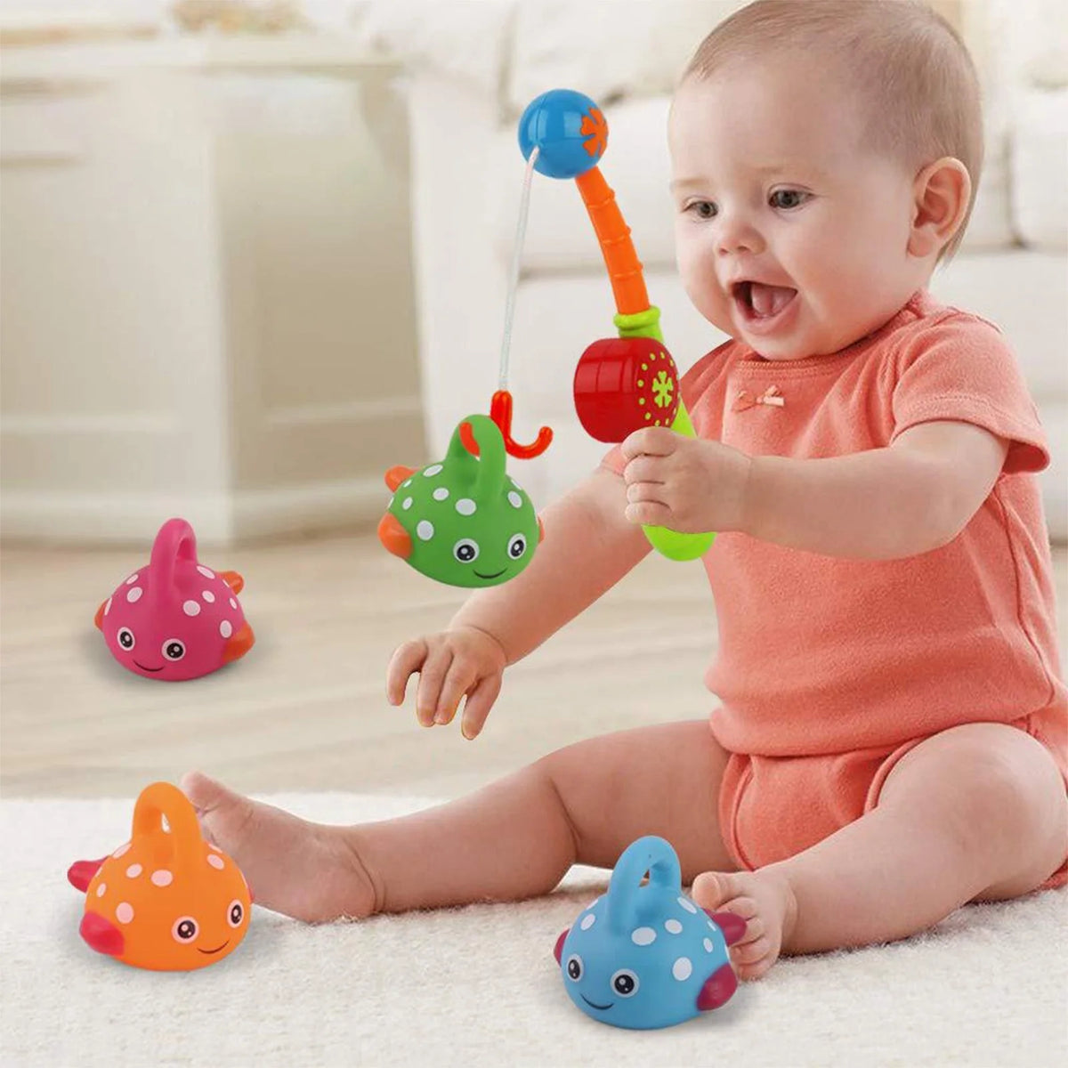 Bath Toys Fishing Games Swimming Whales Water Table Pool Bath Bathtub Tub Toy For Toddlers Baby Kids Infant Girls Boys Bathroom Fish Set Age 18months And Up H1517