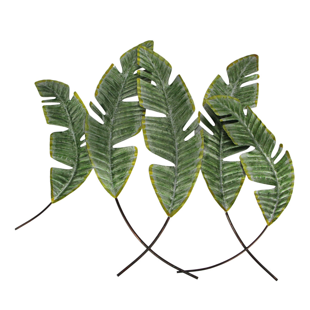 27 inch Metal Tropical Leaf Wall Hanging Plant Decor Art V122948