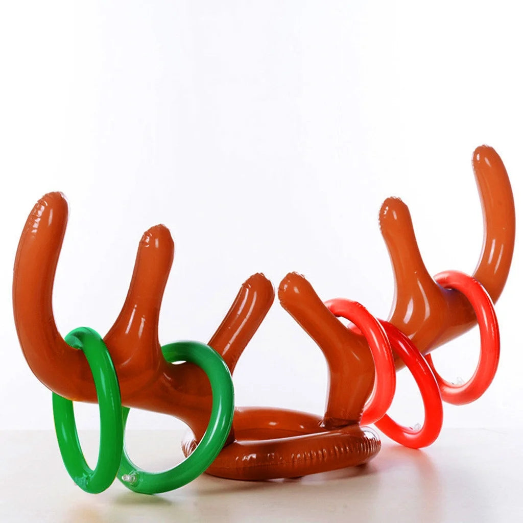 Inflatable Reindeer Hat Antler Ring Toss Party Game Toys W355