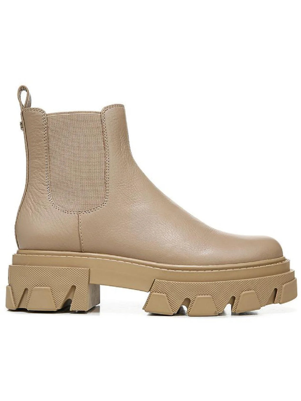 Beige Leather Lug Sole Ankle Boots F558