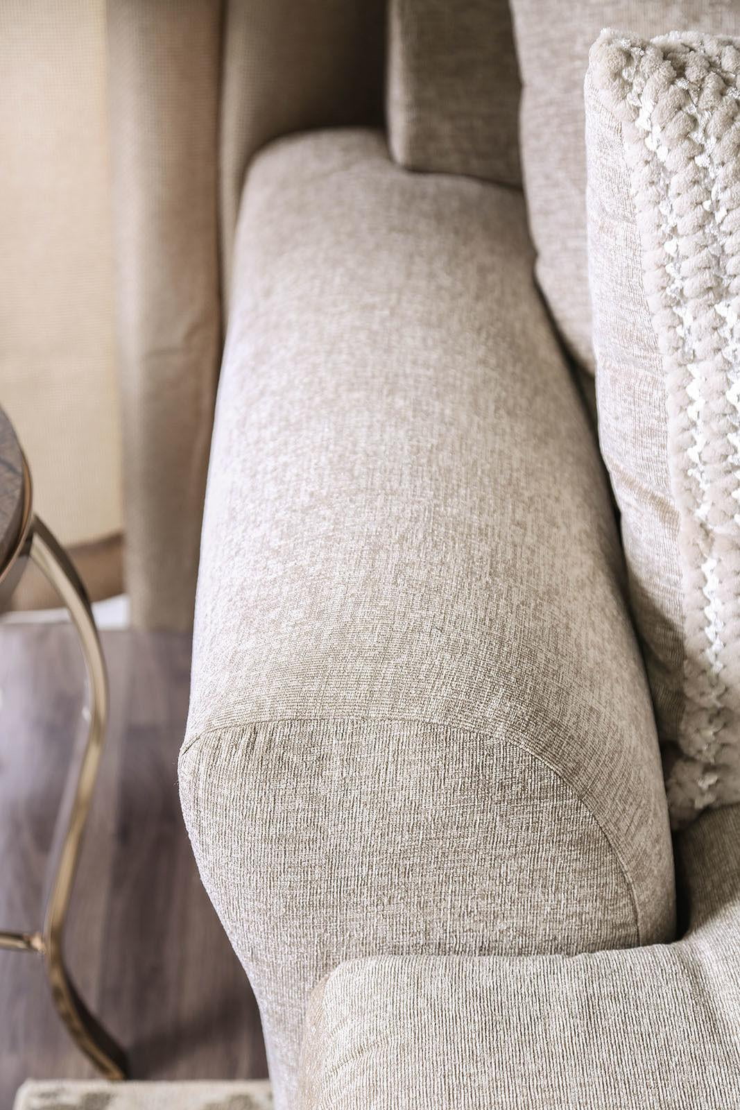 Beige Fabric Living Room Set 3pcs J1758