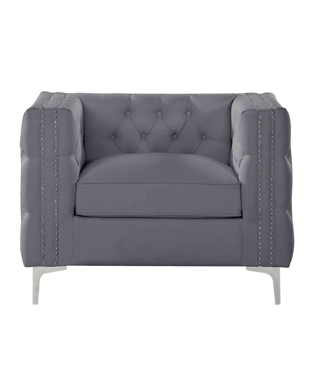 Grey PU Button Tufted Accent Club Chair S515203