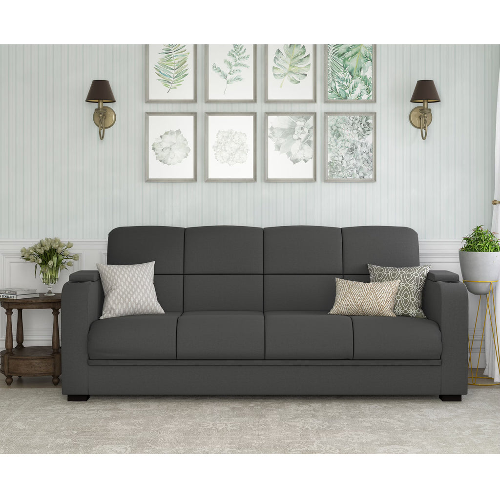 Gray Microfiber Storage Arm Convert-a-Couch U654677