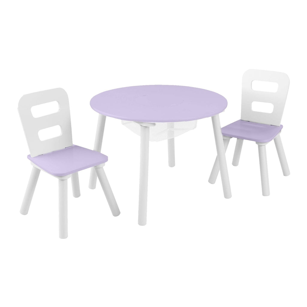 Gray Round Storage Table and 2 Chair Set B983
