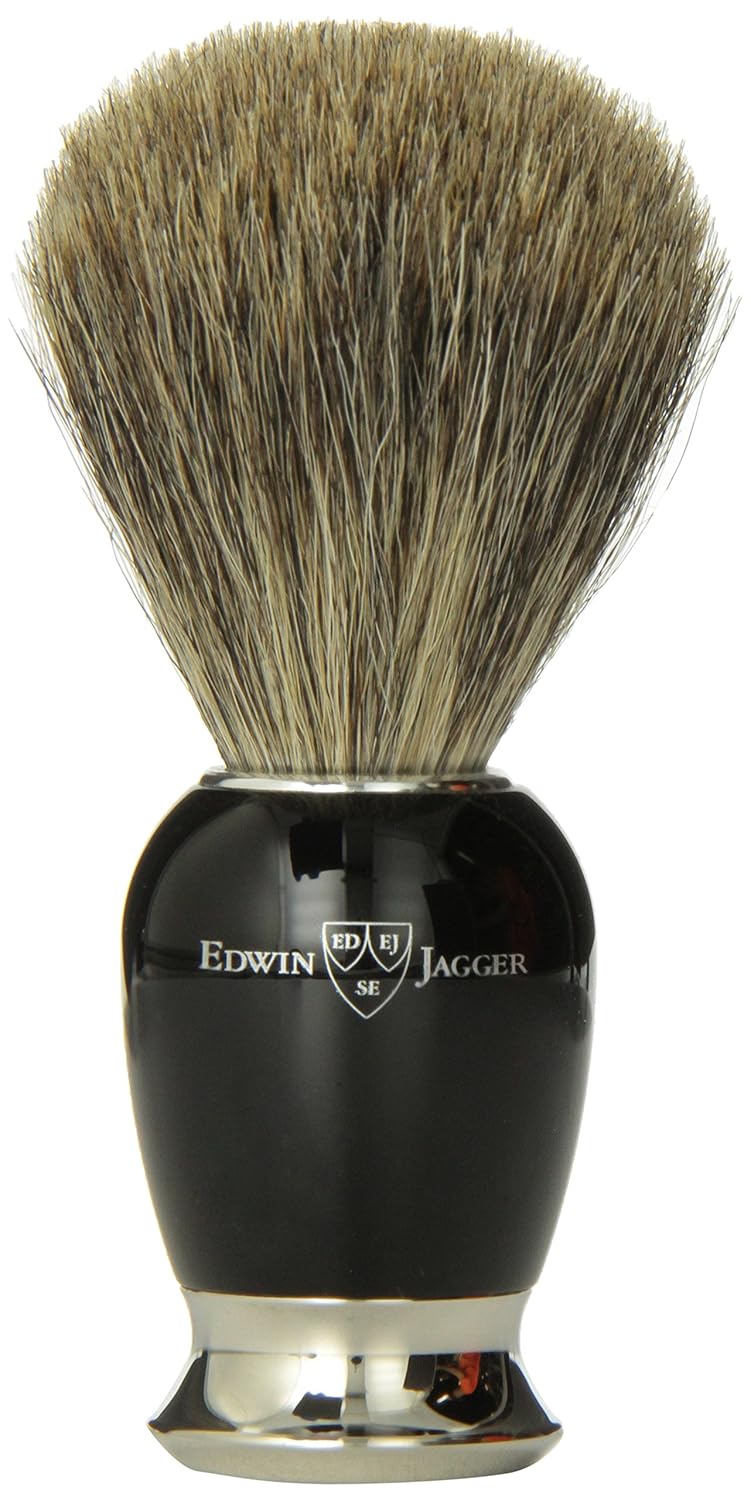 Simulated Horn Pure Badger Hair Shaving Brush with Nickel Plated Collar and End Cap D605