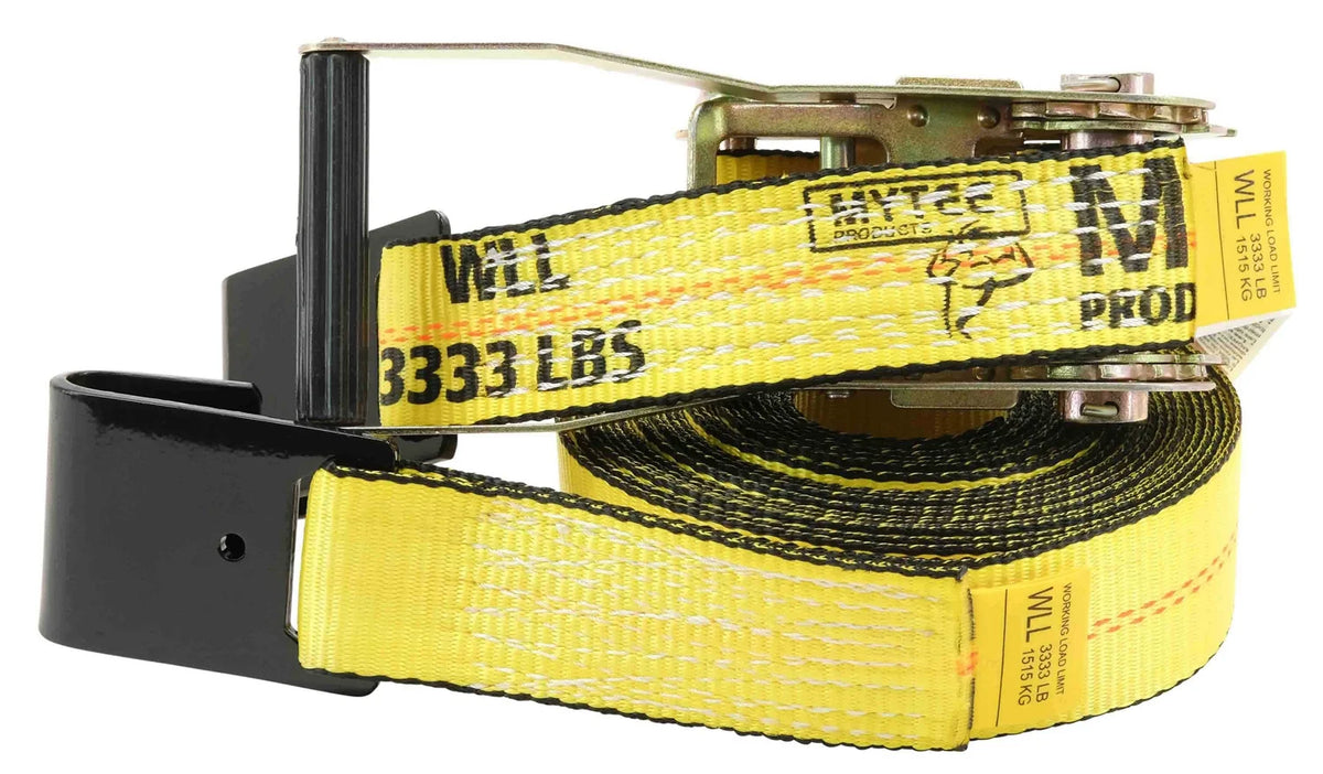 2" x 30' Ratchet Tie-Down Straps with Flat Hooks Yellow (4 Pack) J212
