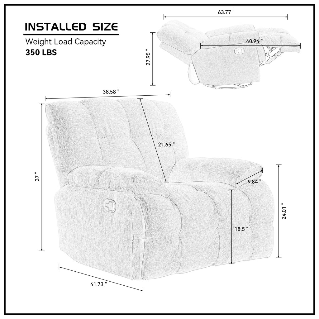 Cream Fabric Single Sofa Reclining Chair J88127