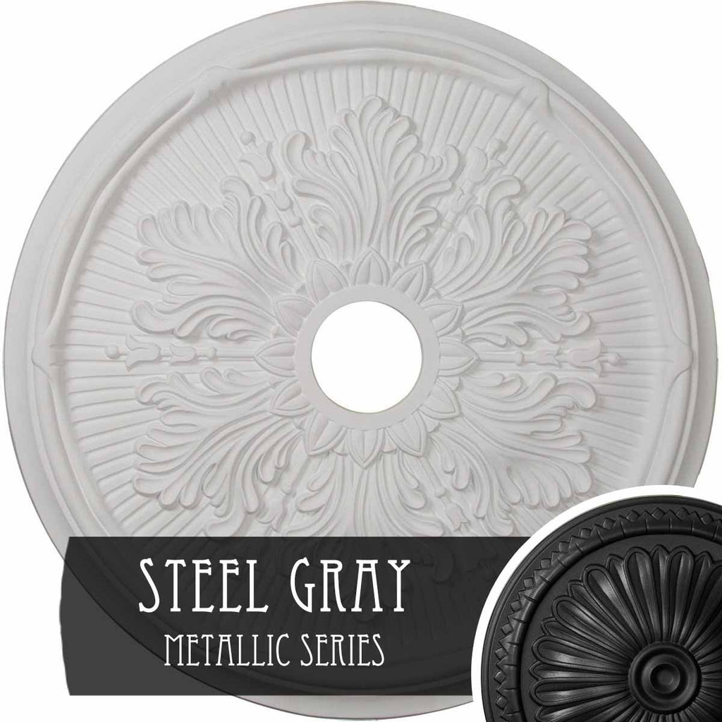 Hand-Painted Steel Gray Ceiling Medallion G568534
