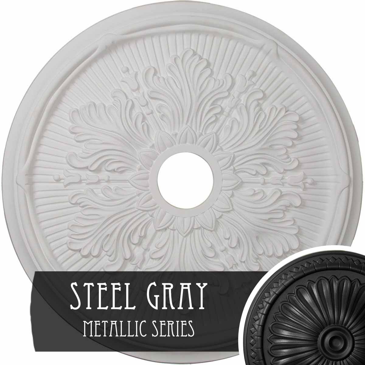 Hand-Painted Steel Gray Ceiling Medallion G568534