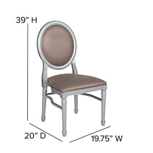 2 Pk. King Louis Chair with Taupe Vinyl Back and Seat and Silver Frame J9908