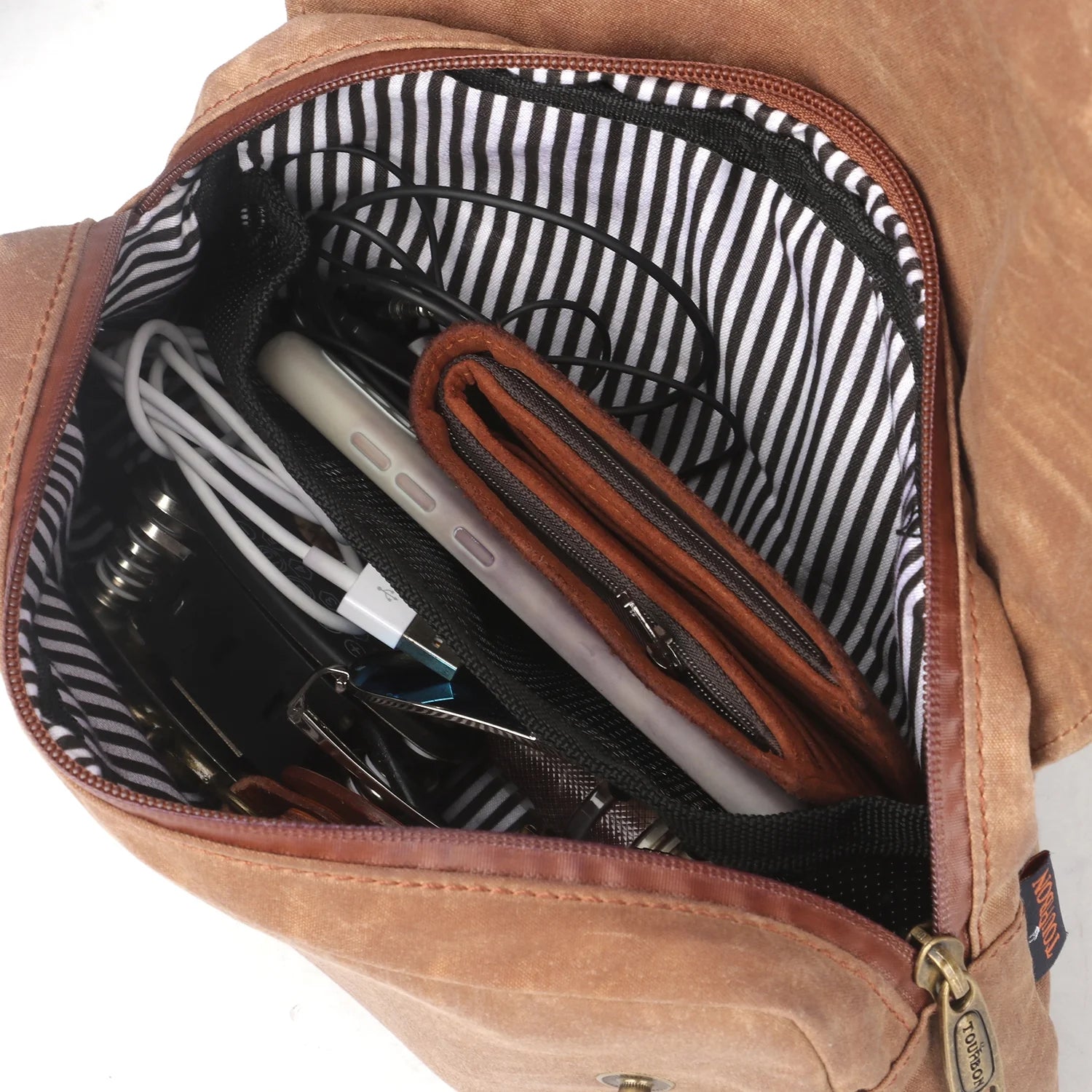 Brown Waxed Canvas Bicycle Pouch Bag W819