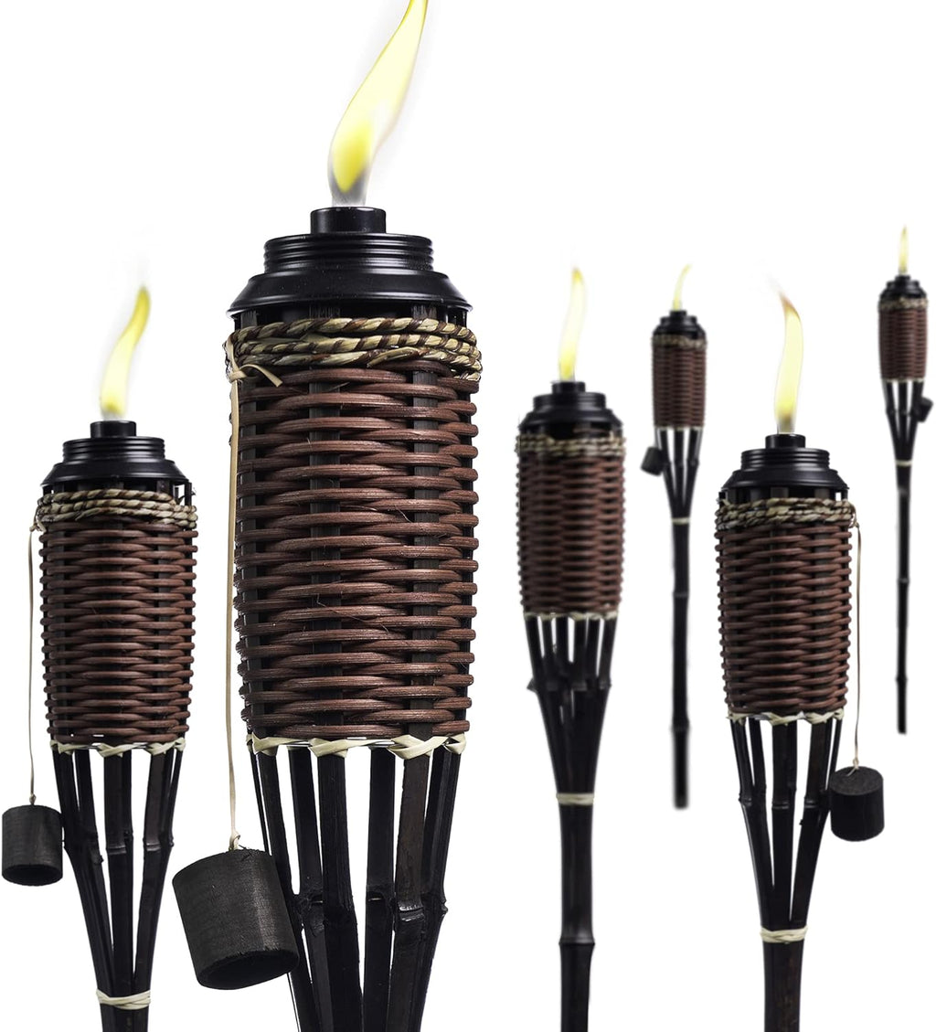 Bamboo Torches, Fiberglass Wicks, 16oz Metal Canisters, 59 Tall, Burnt Sienna, Pack of 2 M168050