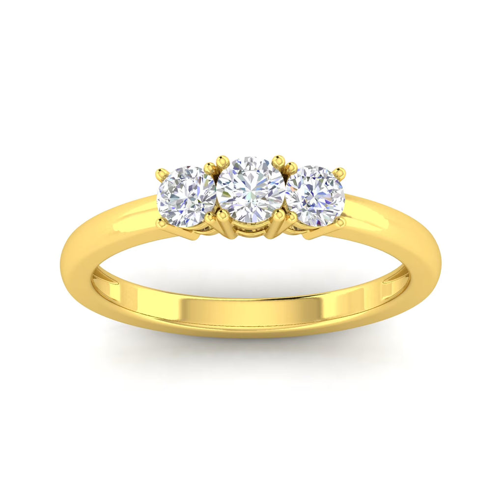 10k Yellow Gold Three Stone Diamond Ring X334