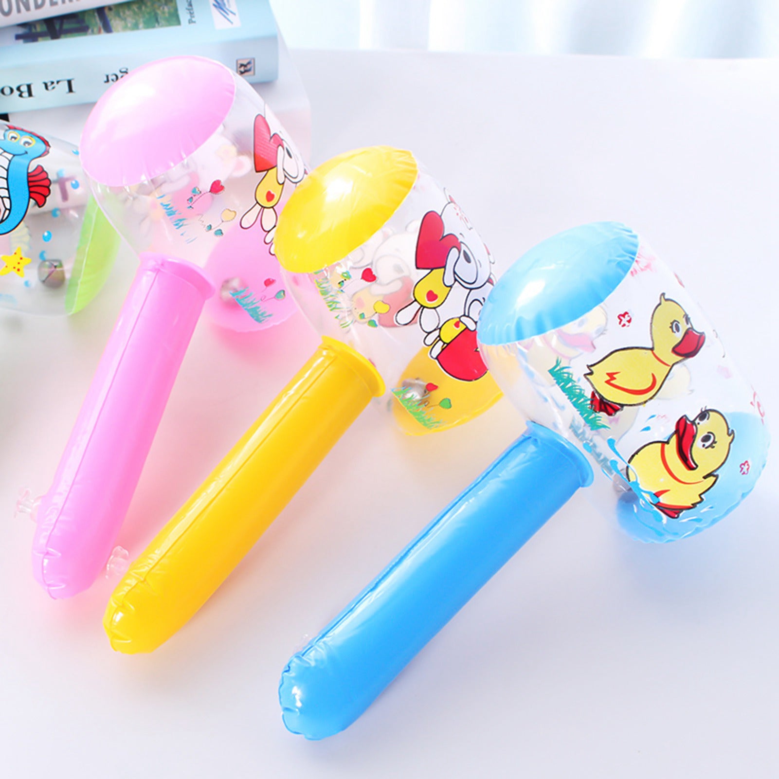 6Pcs Inflatable Cartoon Hammer with Sound Bell Funny Toys G109