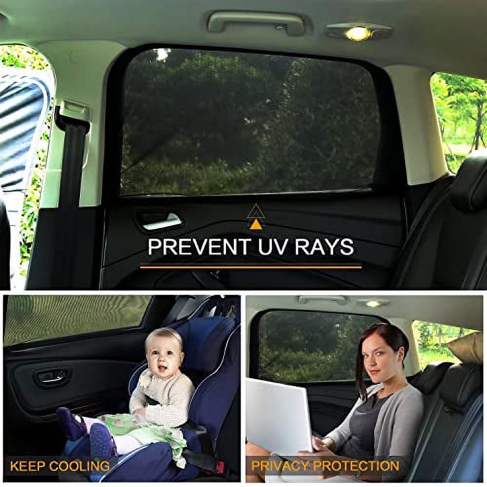 2Pack Large Size 42" to 53" Car Window Sunshades with Breathable Mesh Side Window Screen E80743