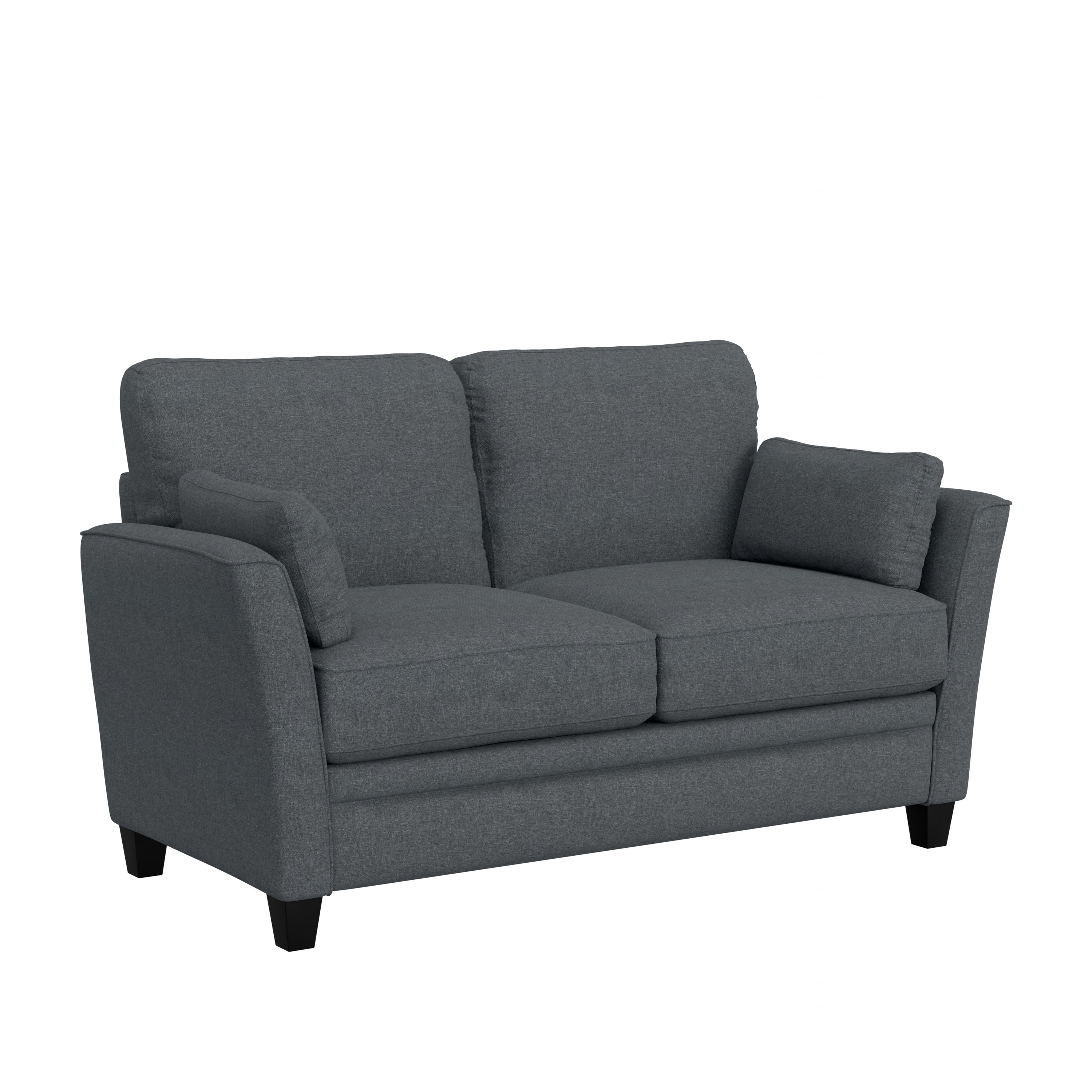 Gray Upholstered Loveseat with 2 Pillows L106