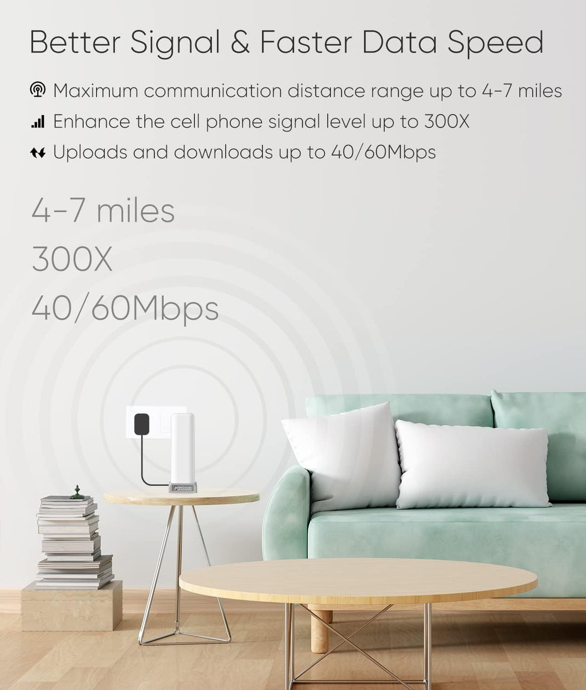 Cell Phone Signal Booster for Home and Office, 4G LTE & 5G up to 5,000 sq ft, FCC Approved X9186