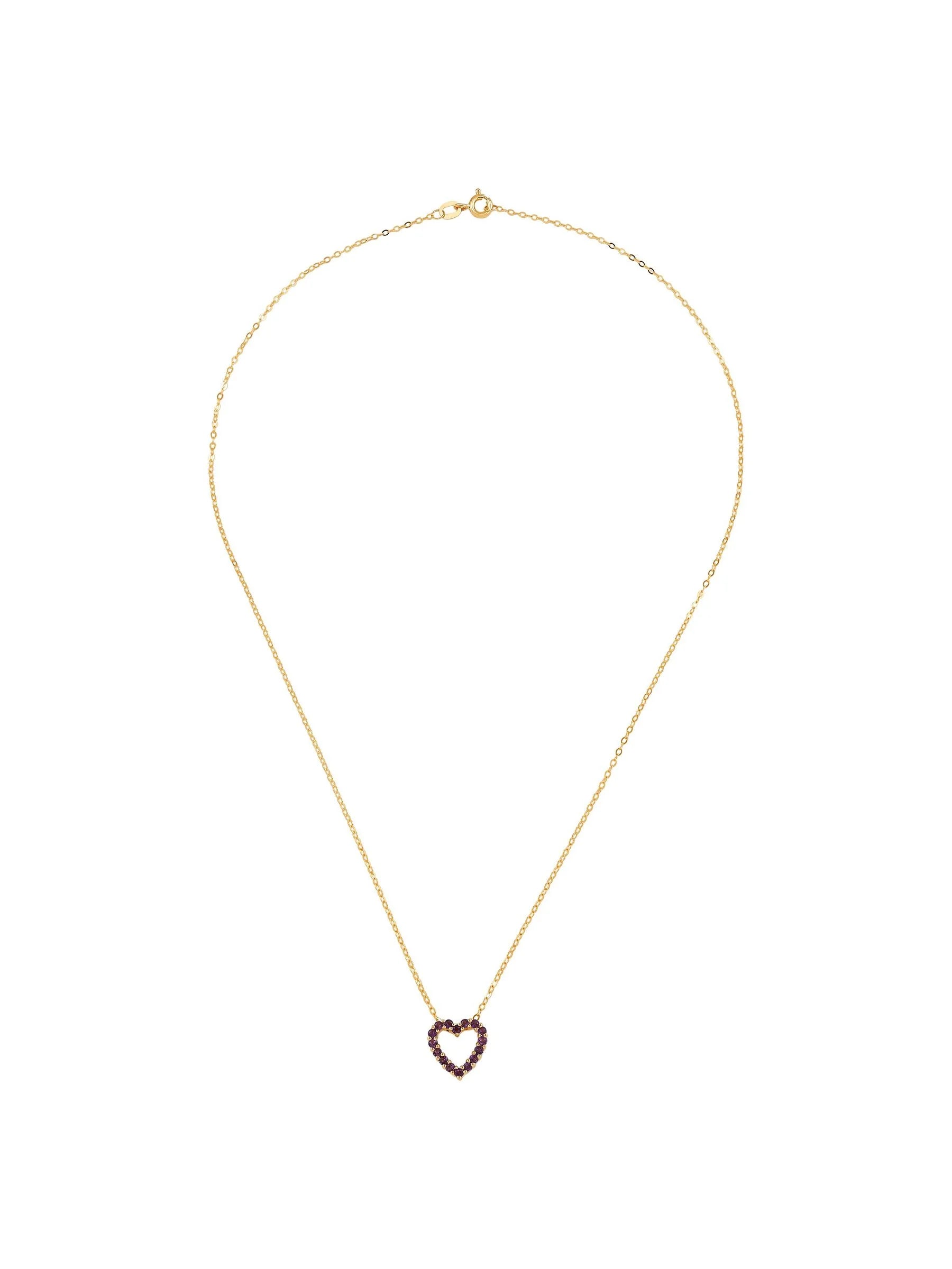 Amethyst Open Heart Pendant Necklace in 10kt Gold, 17" D737517