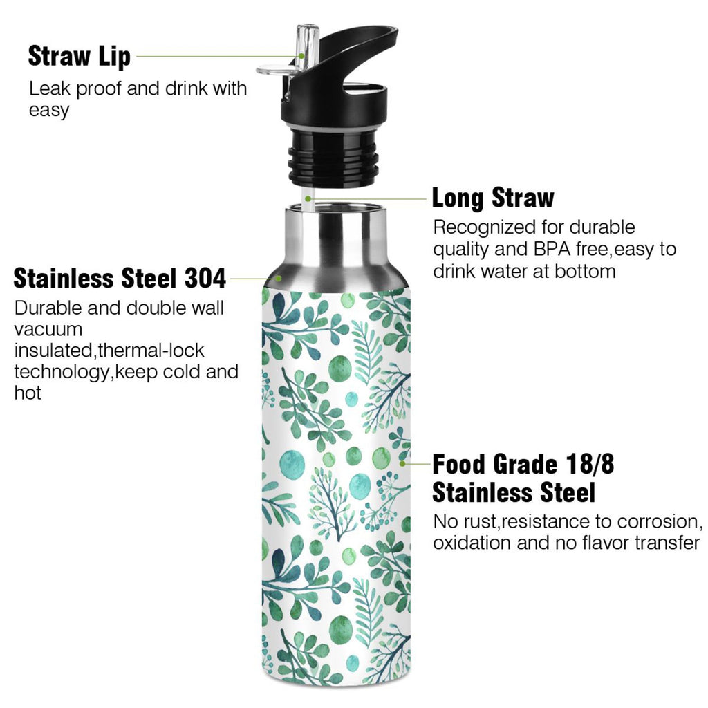 20 oz Insulated Stainless Steel Water Bottle with Straw Lid I458461