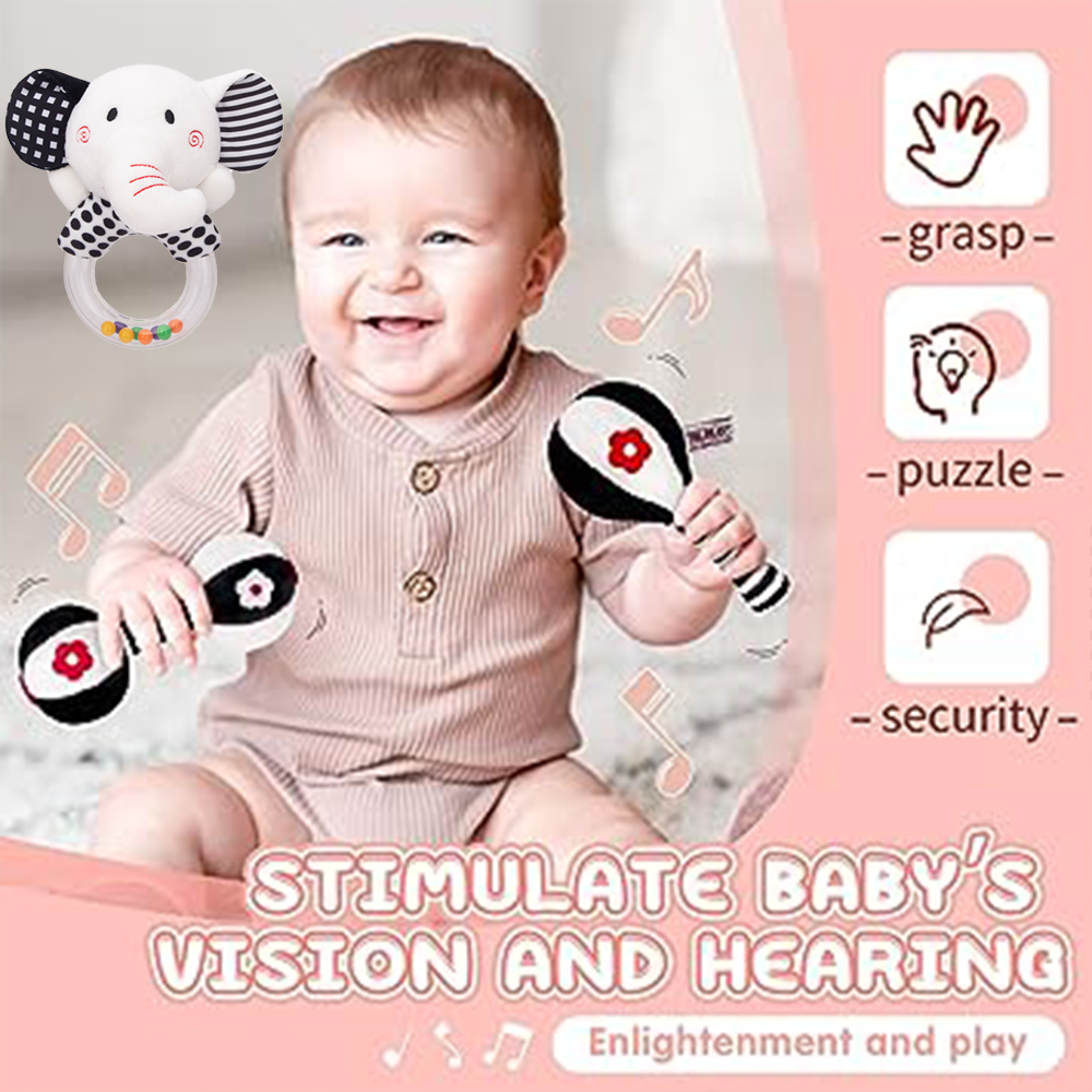 3PCS Soft High Contrast Black and White Baby Rattles S2316