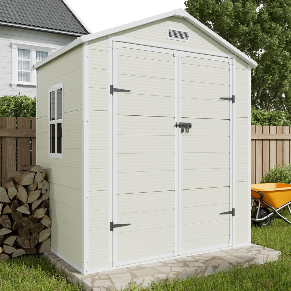 6x4.5 FT Resin Storage Shed with Floor and Lockable Door E232