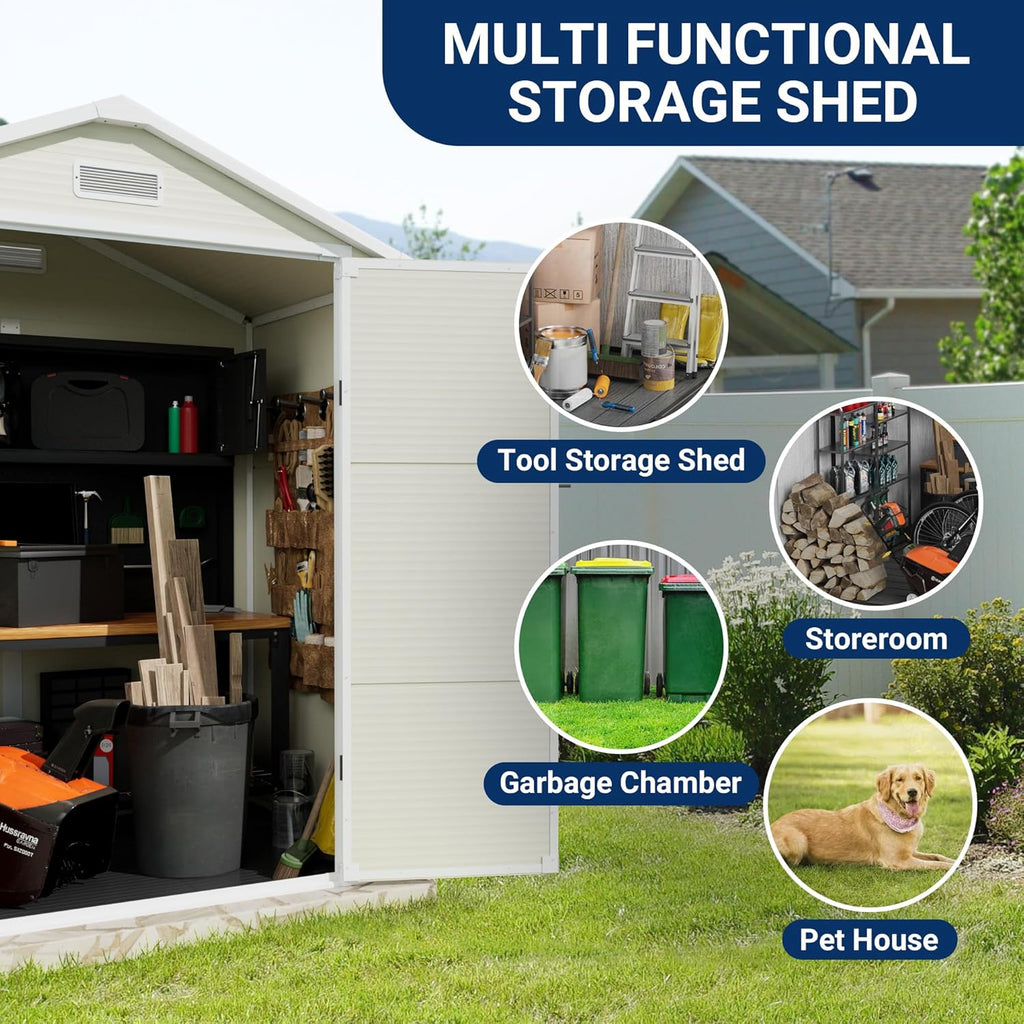 6x4.5 FT Resin Storage Shed with Floor and Lockable Door E232