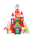 Inflatable Candy Castle Christmas Yard Decorations with LED Light and Air Blower V1652