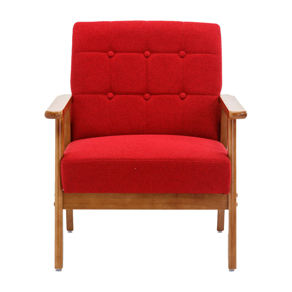 Accent Chairs Set of 2 with Side Table, Wood and Fabric Armchairs J17786