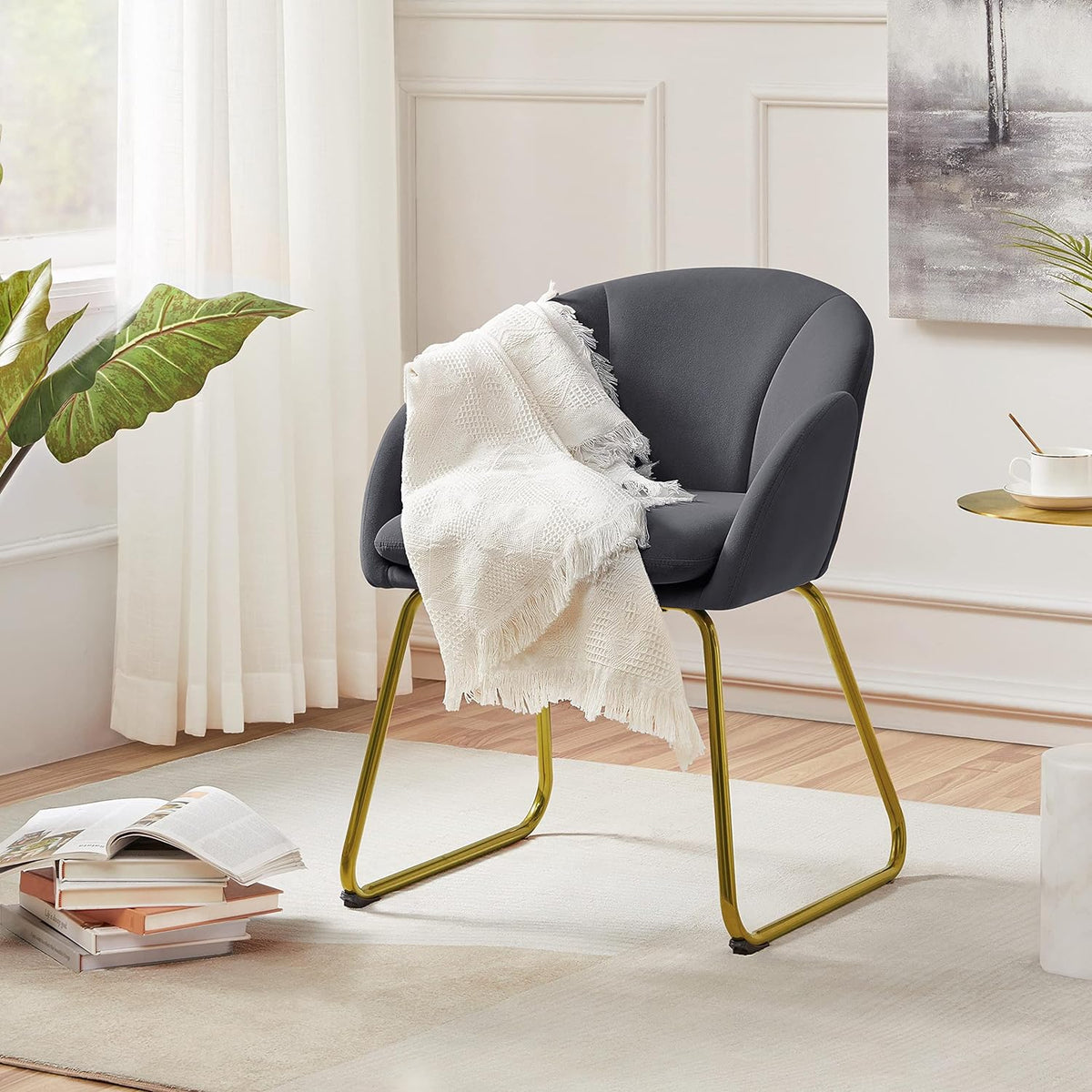 Dark Gray Velvet Barrel Accent Chair T976