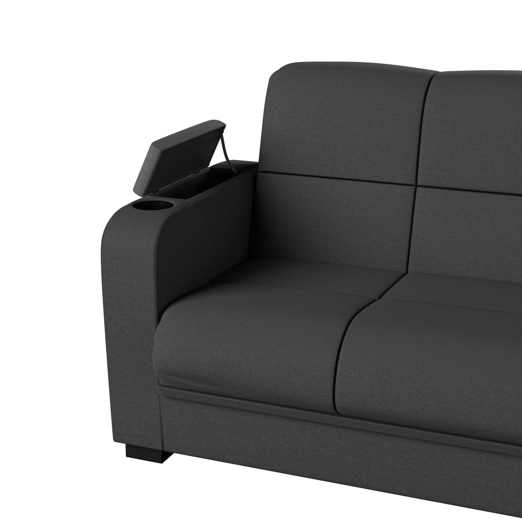 Gray Microfiber Storage Arm Convert-a-Couch U654677