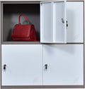 White Metal Storage Cabinet with Doors and Lock I858297