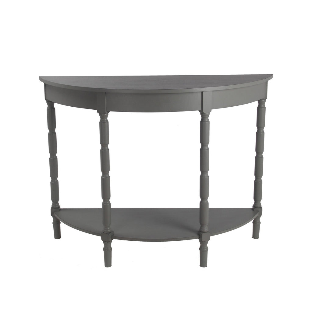 Light Gray Wooden Console Table with Open Shelf and Turned Legs P9924