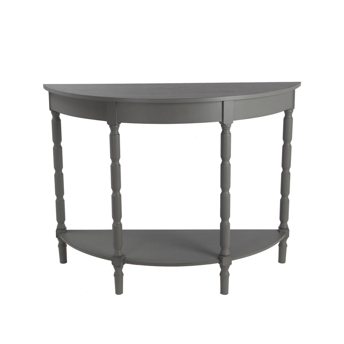 Light Gray Wooden Console Table with Open Shelf and Turned Legs P9924