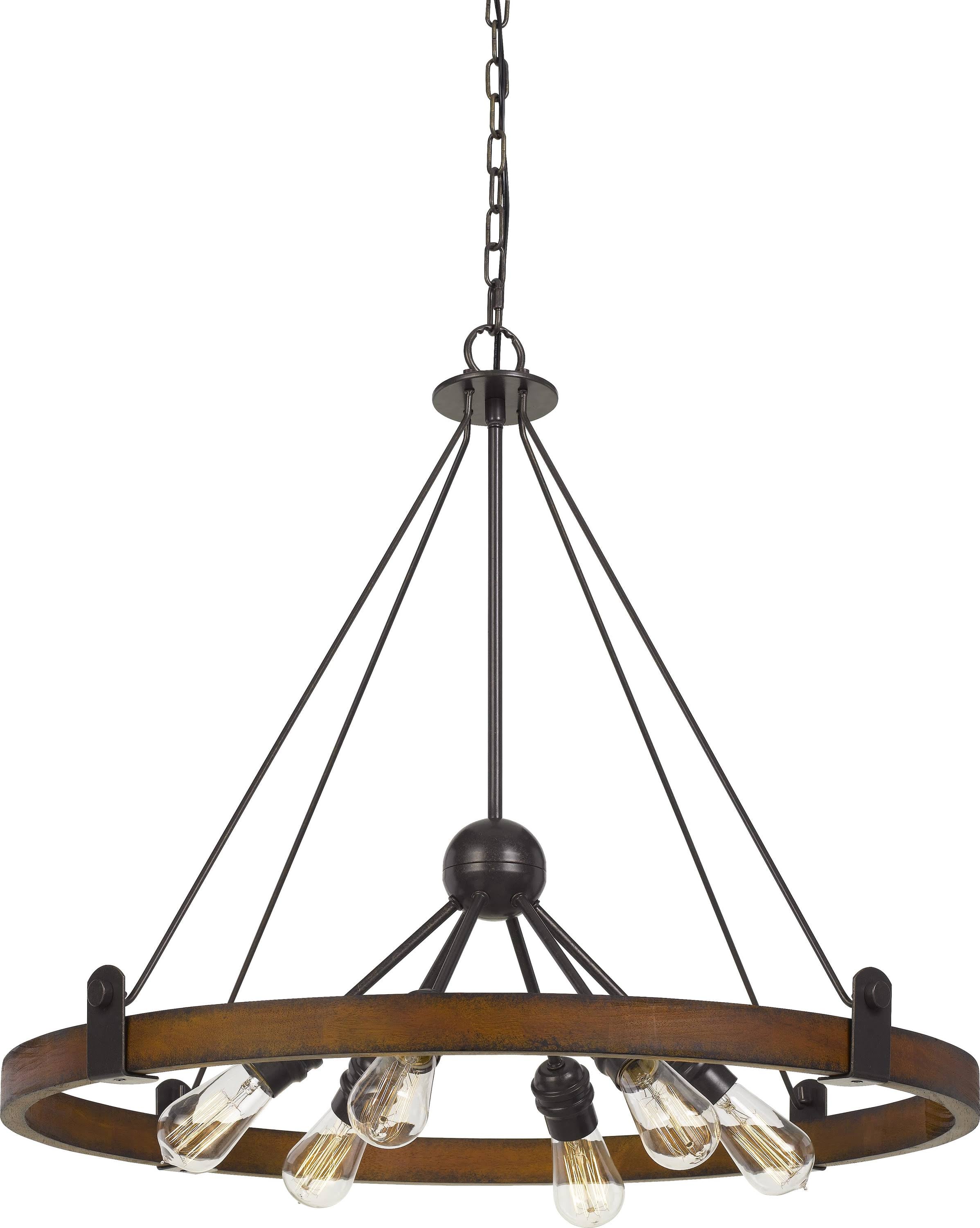 6 Light Ring Chandelier Oak / Iron X565