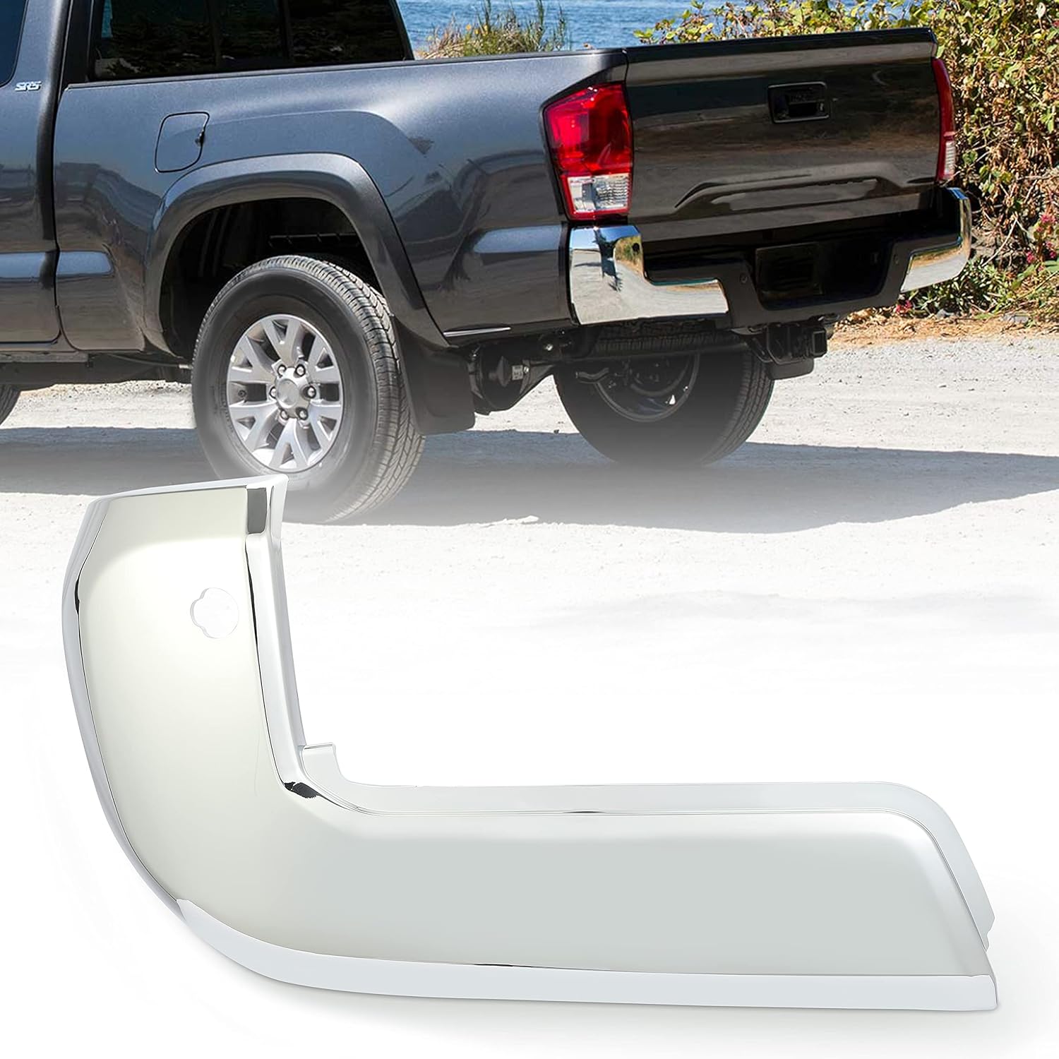 Chrome Rear Bumper End Cap with Sensor Hole Pair for Toyota Tacoma B65529