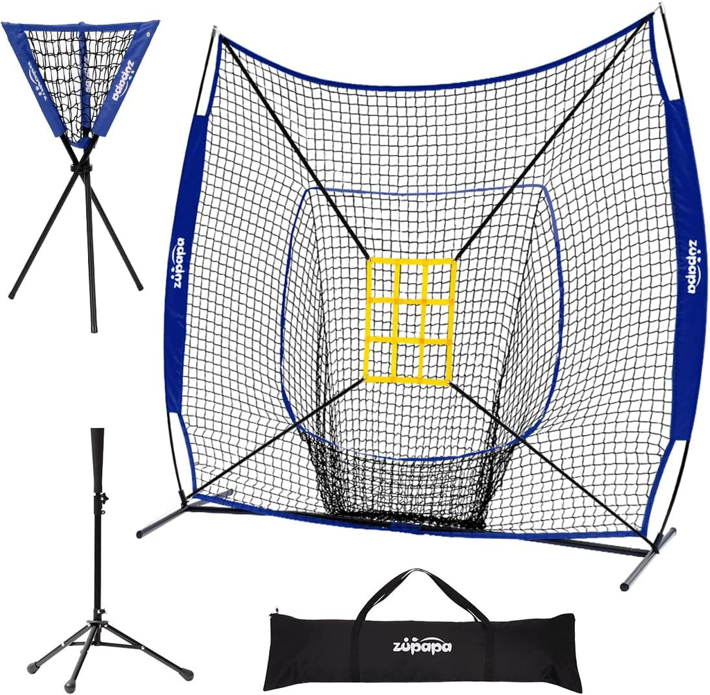 7x7 Feet Baseball Softball Hitting Pitching Net with Strike Zone J97693