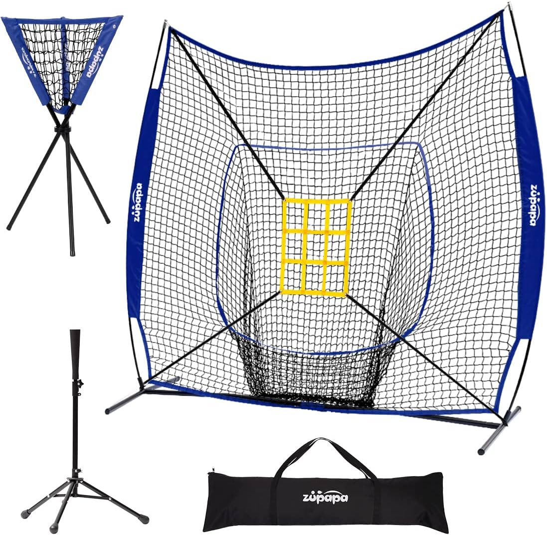 7x7 Feet Baseball Softball Hitting Pitching Net with Strike Zone J97693