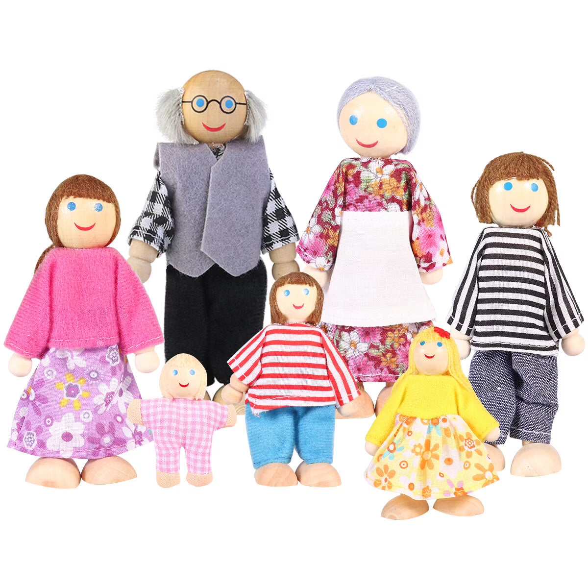 Wooden Dolls Playset Set of 7 People W2160