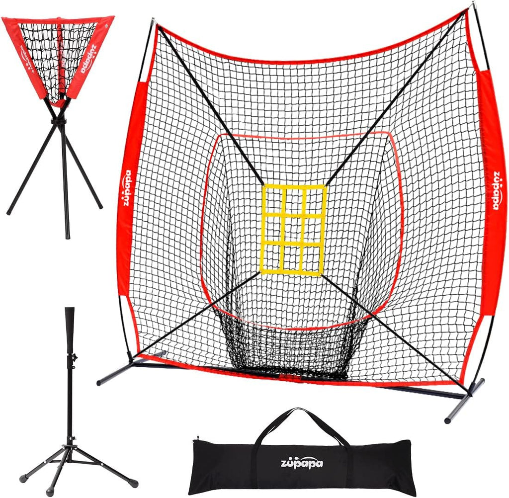 7x7 Feet Baseball Softball Hitting Pitching Net with Strike Zone J97693