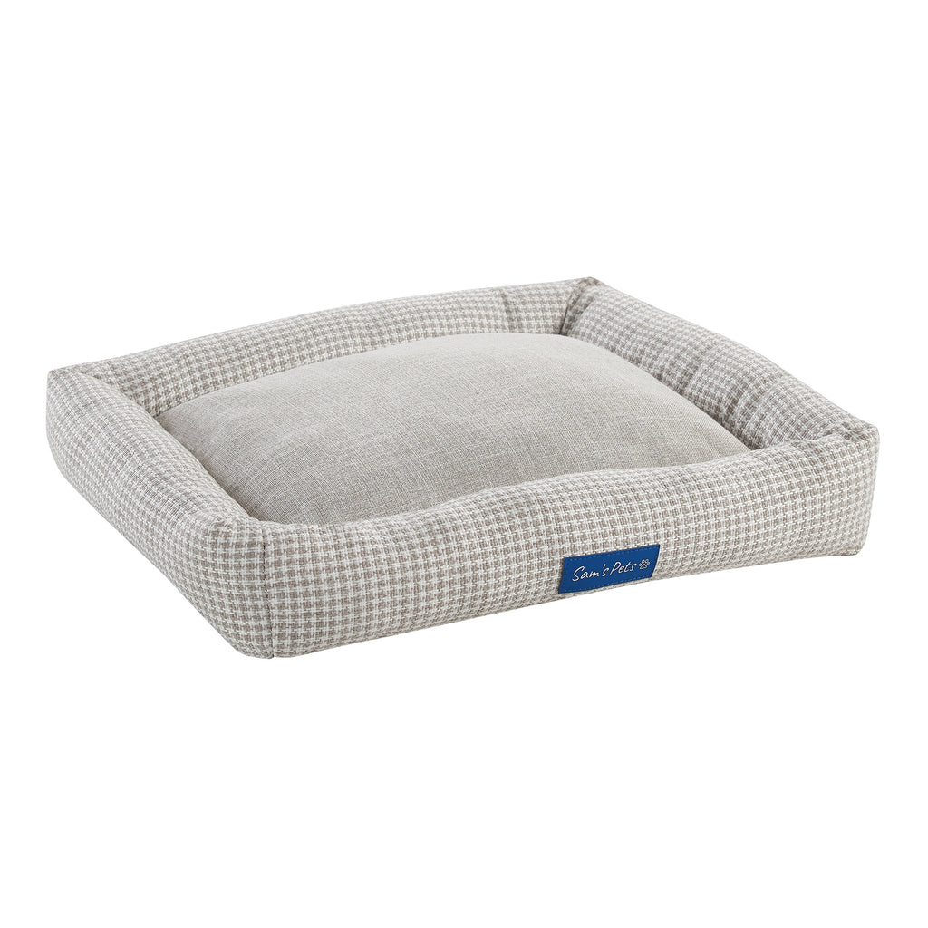 Medium Brown Plaid Bolster Dog Bed A320