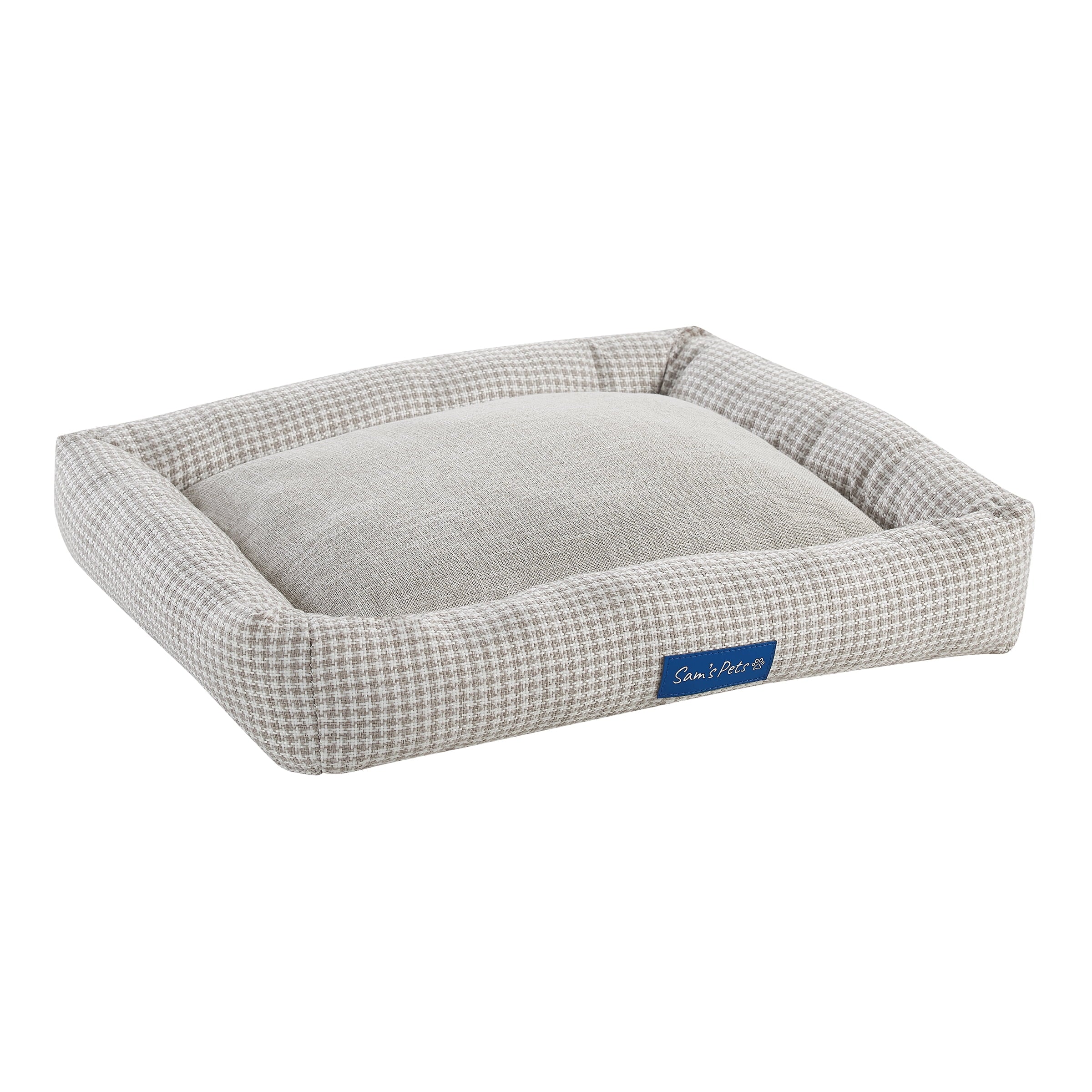 Medium Brown Plaid Bolster Dog Bed A320