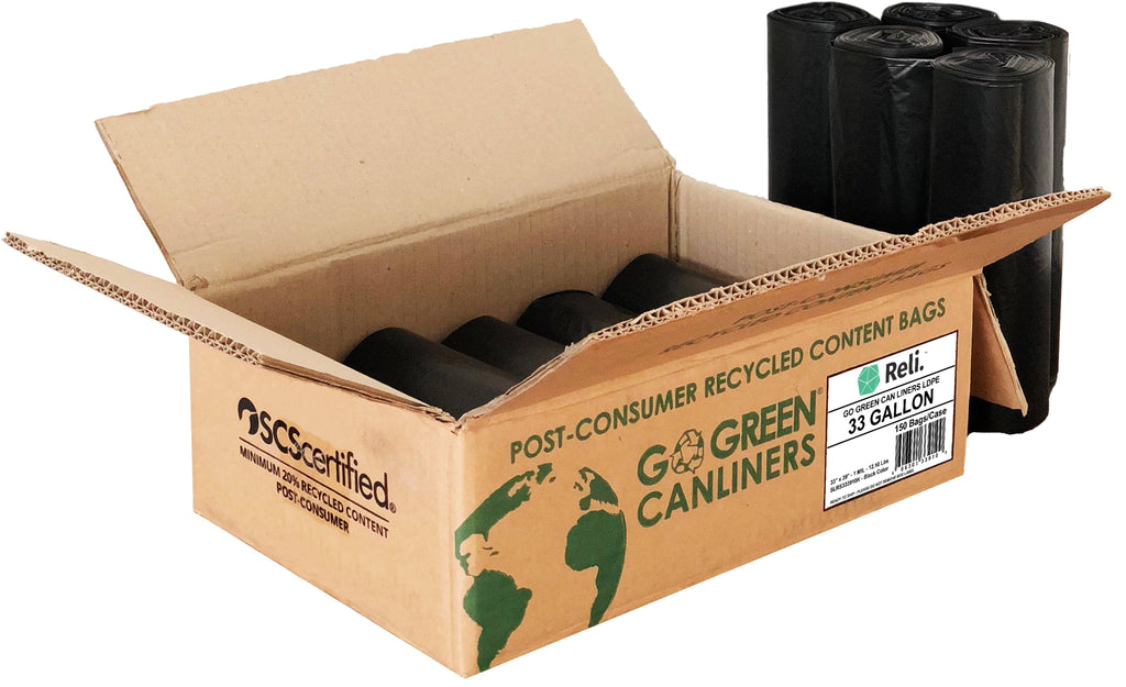33 Gallon Recyclable Trash Bags 150 Count Black I5625