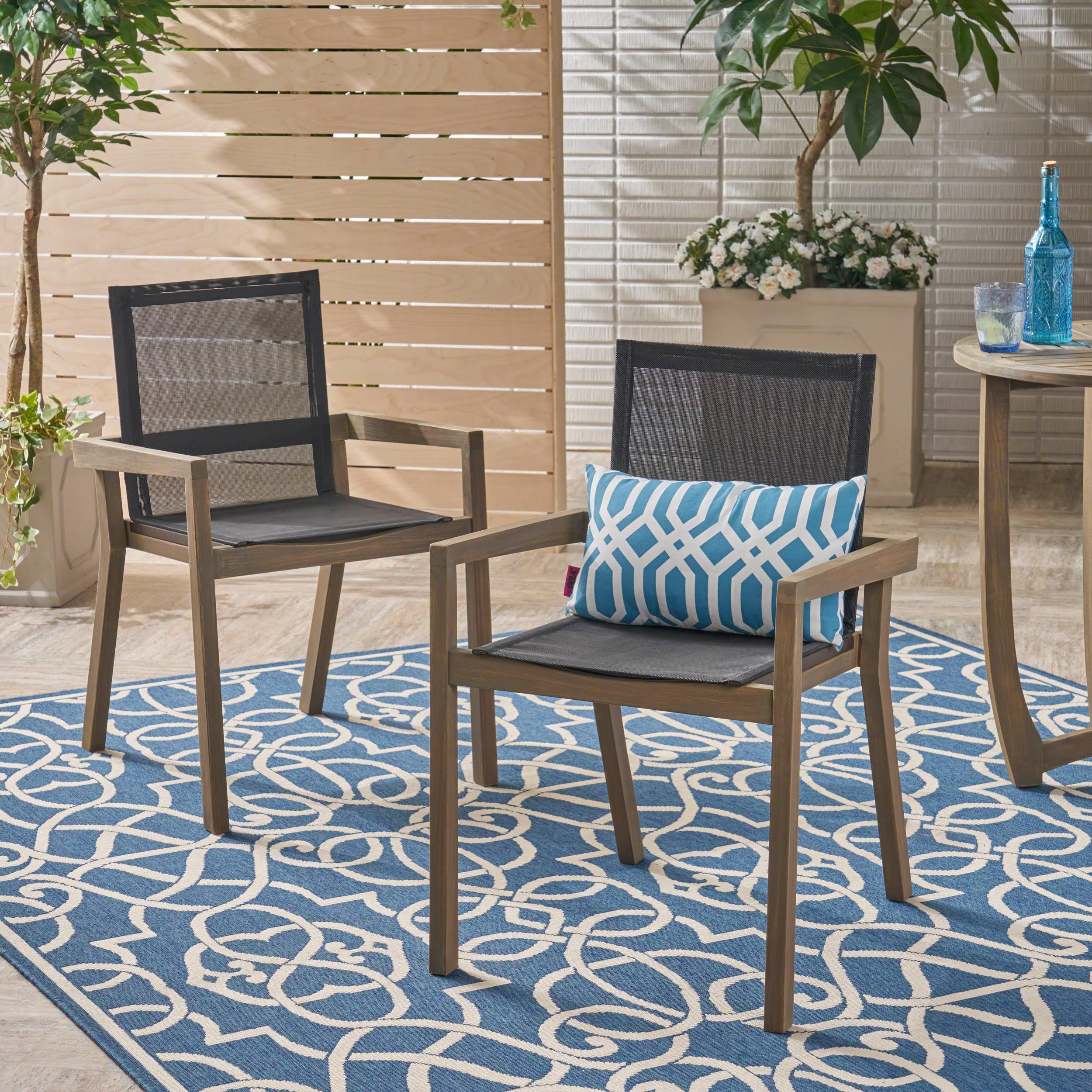 Acacia Wood and Mesh Dining Chairs (Set of 2) P2413