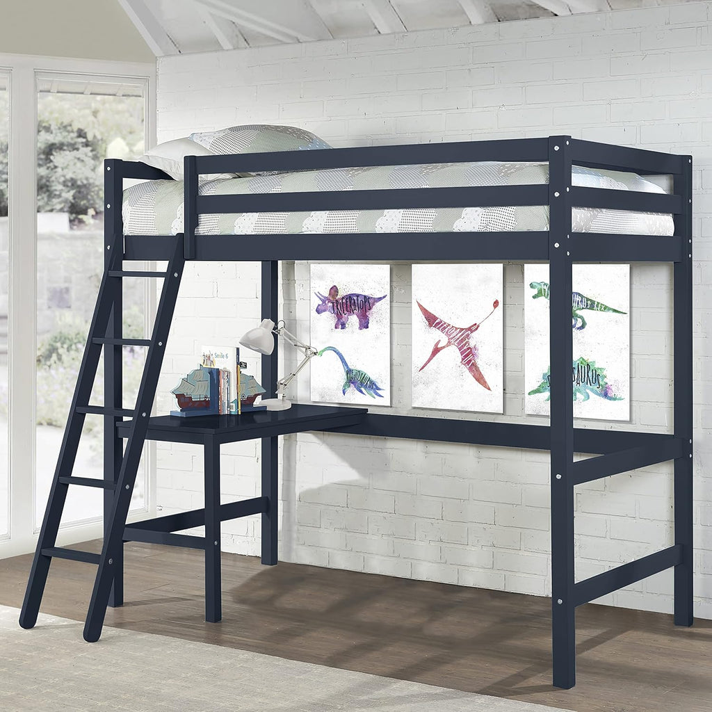 Twin Loft Bed, White D601