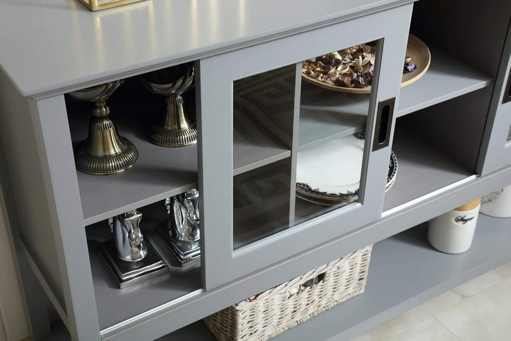 Gray Wood Sideboard Cabinet with Sliding Doors L8941
