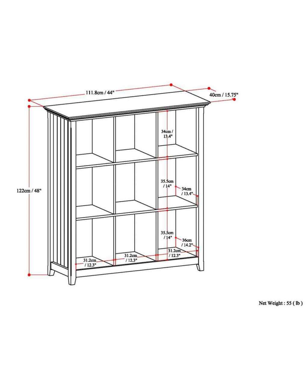 9 Cube Bookcase Tobacco Brown W82385