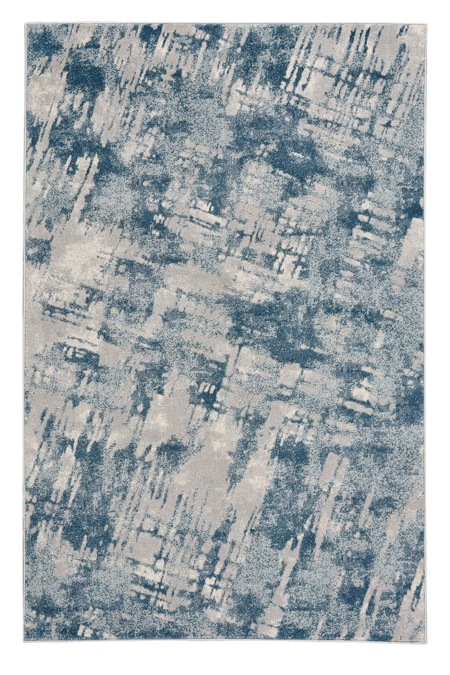 Blue Rectangle Machine Woven Rugs U83383